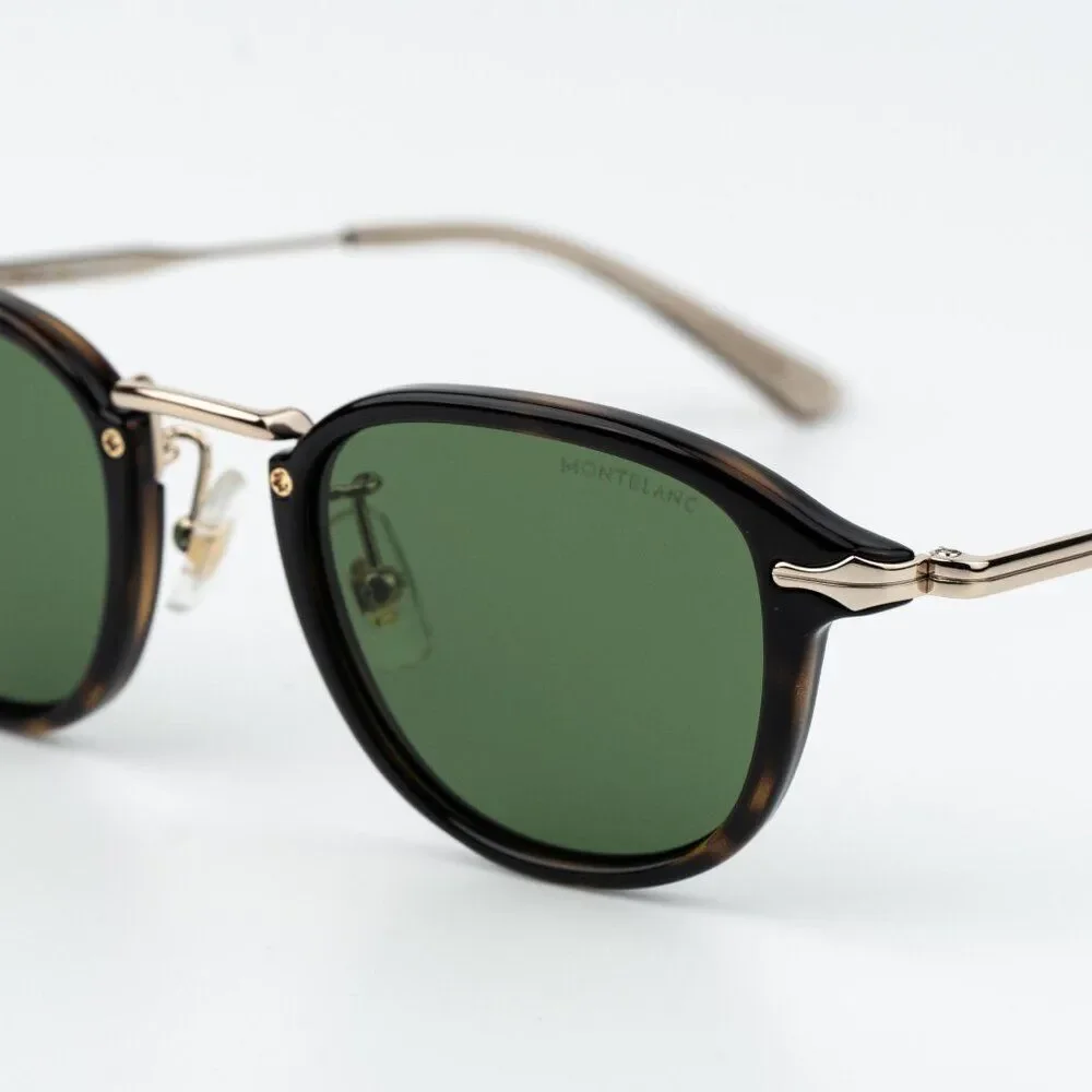 Montblanc Men Sunglasses Havana Gold Green Round MB0336S 002 NEW AUTHENTIC